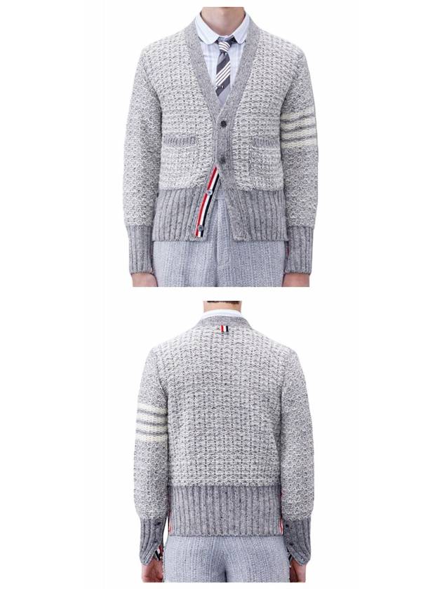 Mohair Tweed 4-Bar Classic V-neck Cardigan Light Grey - THOM BROWNE - BALAAN 6