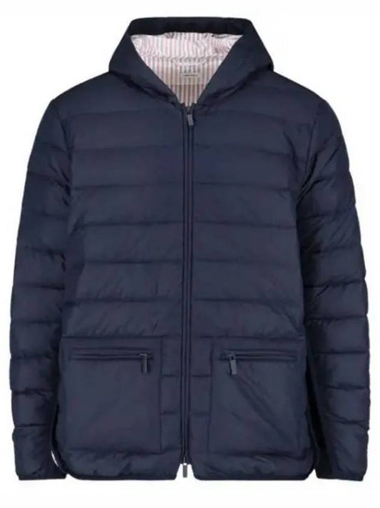 Ultra Light Nylon Hooded Down Padding Navy - THOM BROWNE - BALAAN 2