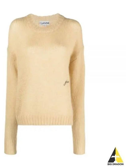 Logo Mohair Knit Top Beige - GANNI - BALAAN 2