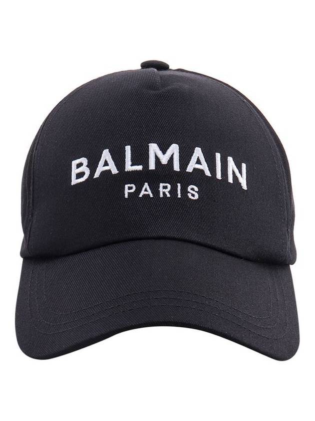 Embroidered Logo Cotton Ball Cap Black - BALMAIN - BALAAN 1