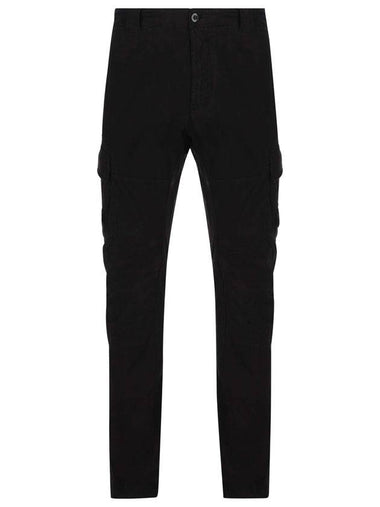 Lens Patch Stretch Satin Cargo Straight Pants Black - CP COMPANY - BALAAN 1