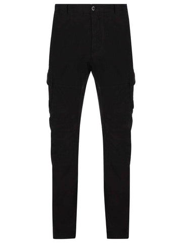 Lens Patch Stretch Satin Cargo Straight Pants Black - CP COMPANY - BALAAN 1