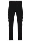 Lens Patch Stretch Satin Cargo Straight Pants Black - CP COMPANY - BALAAN 1