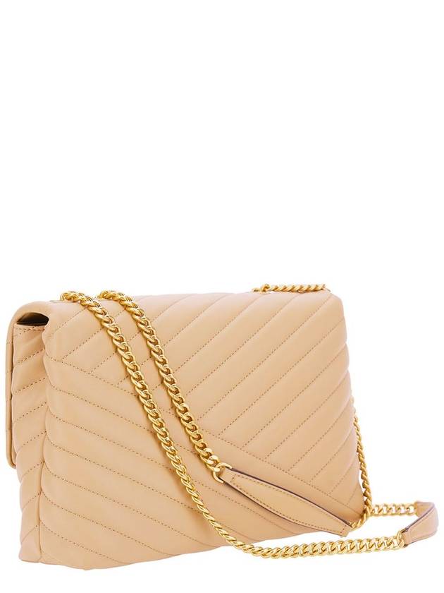 Kira Chevron Convertible Shoulder Bag Beige - TORY BURCH - BALAAN 5