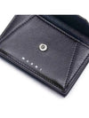 Men's Compact Tri-Fold Leather Half Wallet Black - MARNI - BALAAN 4