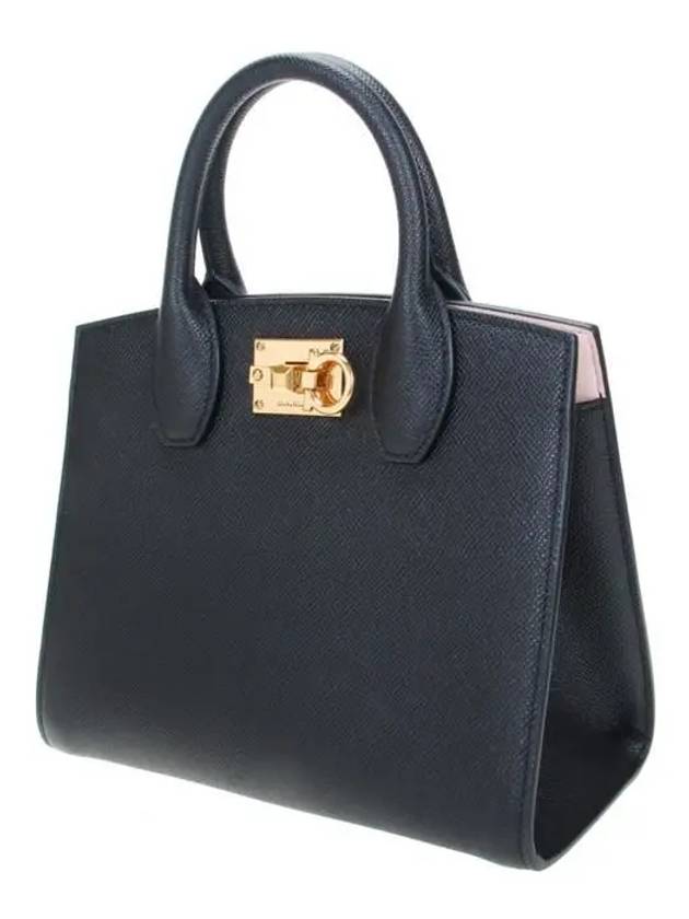 Gancini Studio Box Tote Bag Black Bonbon - SALVATORE FERRAGAMO - BALAAN 3