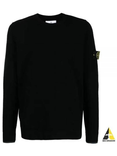 Logo Patch Crew Neck Knit Top Black - STONE ISLAND - BALAAN 2