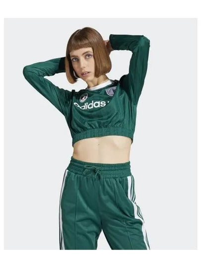 Logo Cropped Long Sleeve T-Shirt Green - ADIDAS - BALAAN 2