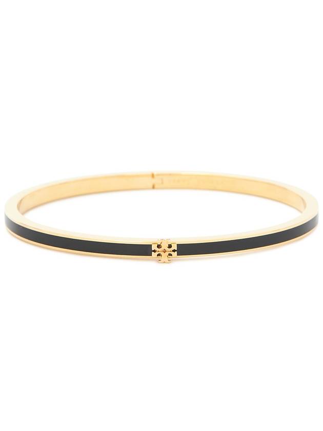 Thin Kira Logo Bracelet Black Gold - TORY BURCH - BALAAN 2