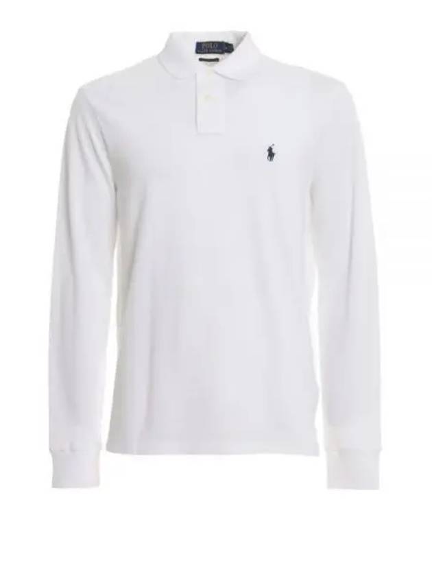 Embroidered Logo Slim Fit Polo Shirt White - POLO RALPH LAUREN - BALAAN 2