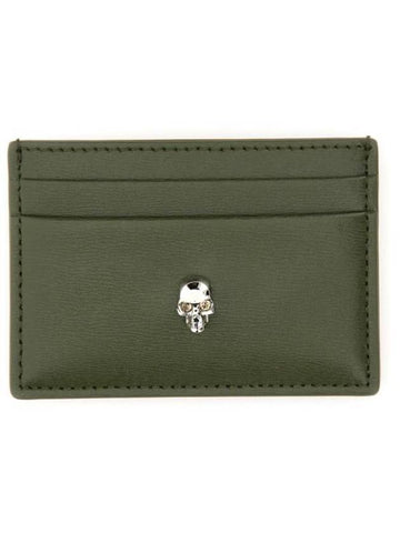 Saffiano Leather Skull Card Wallet Green - ALEXANDER MCQUEEN - BALAAN 1