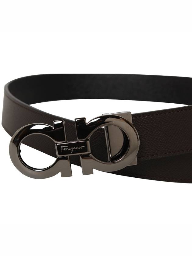 Gancini Reversible Adjustable Leather Belt Black - SALVATORE FERRAGAMO - BALAAN 7