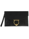 embossed Gancini Margot clutch bag black - SALVATORE FERRAGAMO - BALAAN 1