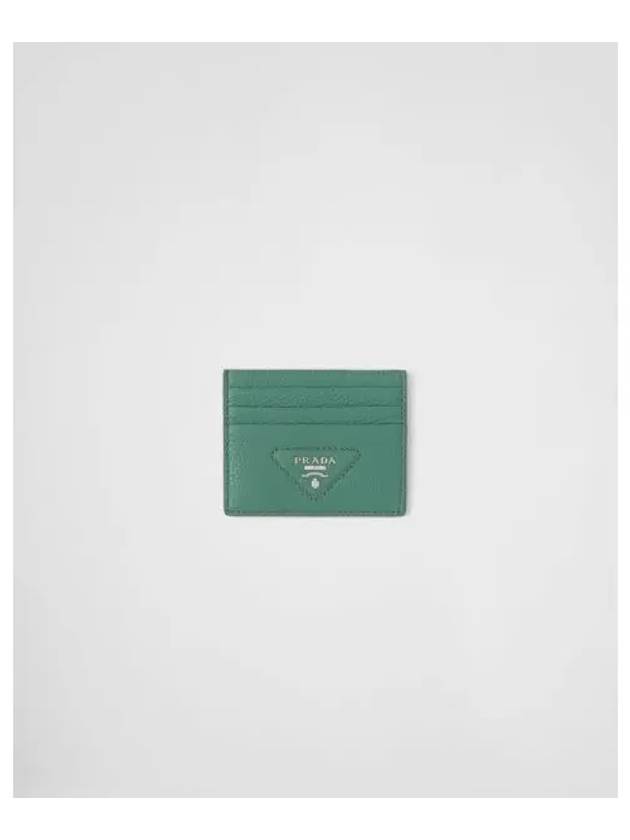 Triangle Logo Card Wallet Sage Green - PRADA - BALAAN 1