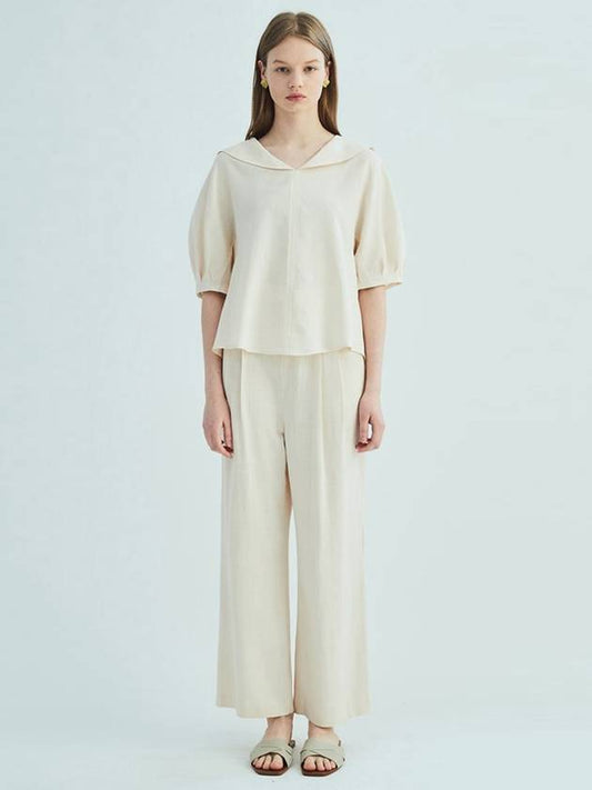 Linen two tuck wide pants_Beige - OPENING SUNSHINE - BALAAN 2