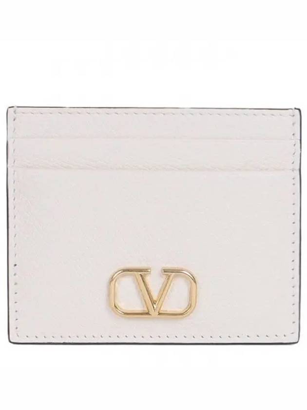 V Logo Signature Card Wallet Ivory - VALENTINO - BALAAN 2