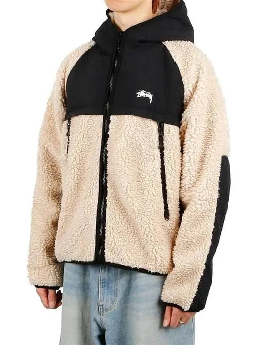 118530 F 1032 BEIGE Sherpa paneled hooded jacket - STUSSY - BALAAN 1
