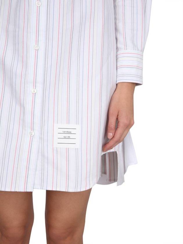 Pleated Back Striped Oxford Short Dress - THOM BROWNE - BALAAN 5