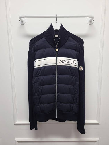 Black white lining logo knit padded zip up L - MONCLER - BALAAN 1