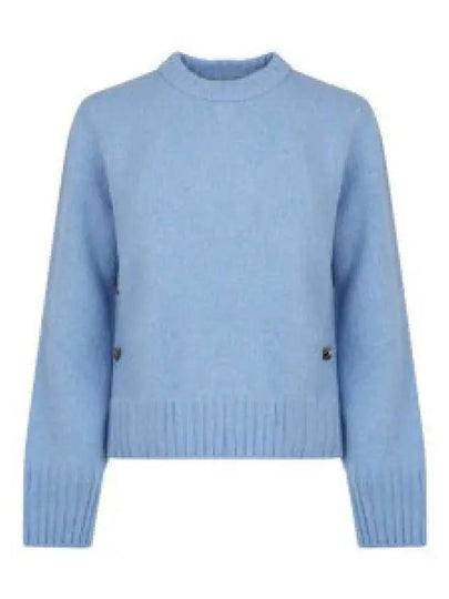 Metal Note Button Wool Knit Top Blue - BOTTEGA VENETA - BALAAN 2