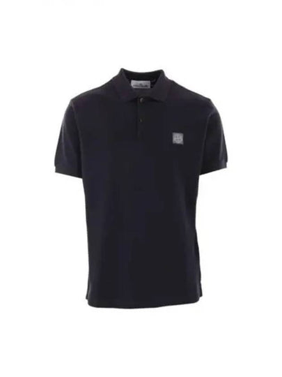 Logo Patch Short Sleeve Polo Shirt Navy - STONE ISLAND - BALAAN 2