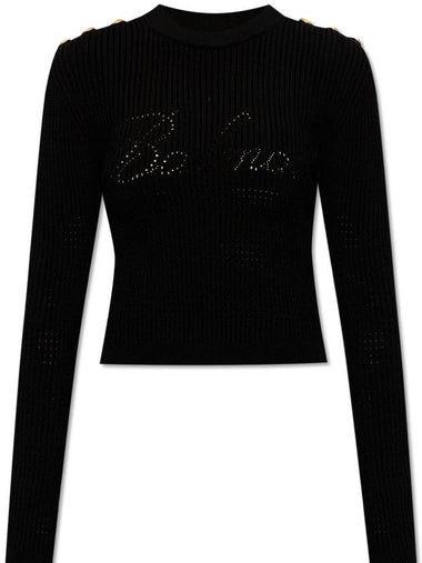 Balmain Ribbed Sweater With Logo, Women's, Black - BALMAIN - BALAAN 1