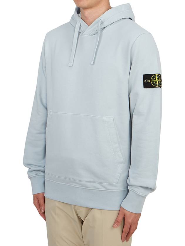 Logo Patch Cotton Fleece Hoodie Light Blue - STONE ISLAND - BALAAN 3