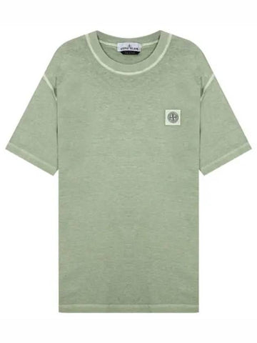 Pisato effect logo patch t shirt short sleeve men s - STONE ISLAND - BALAAN 1