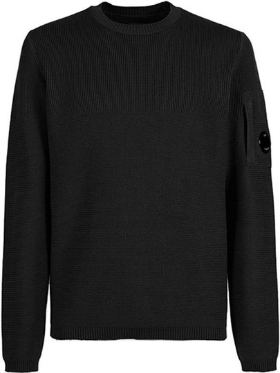 Lens Ribbed Crew Neck Knit Top Black - CP COMPANY - BALAAN 2