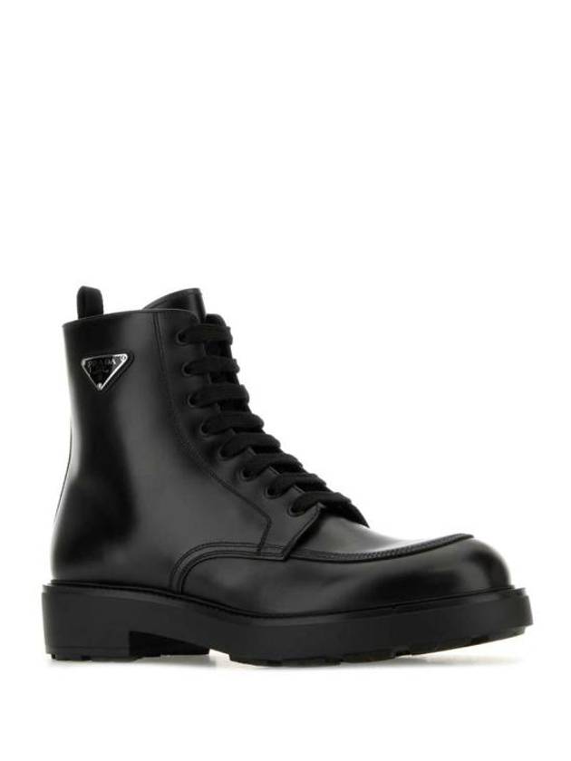 Brushed Leather Ankle Boots Black - PRADA - BALAAN 3