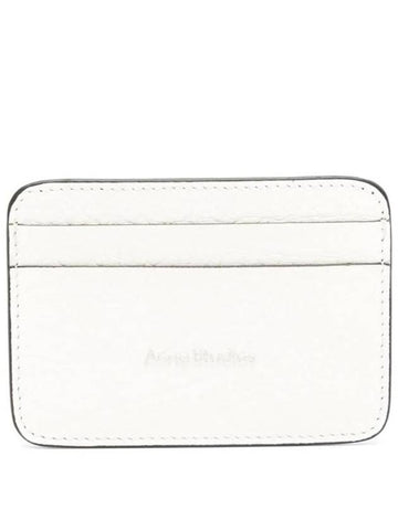 Embossed Logo Leather Card Holder White - ACNE STUDIOS - BALAAN 1