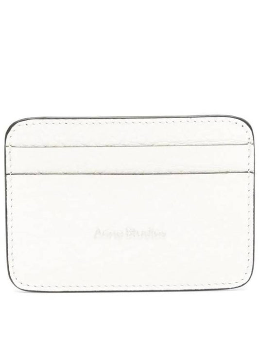 Embossed Logo Leather Card Holder White - ACNE STUDIOS - BALAAN 1