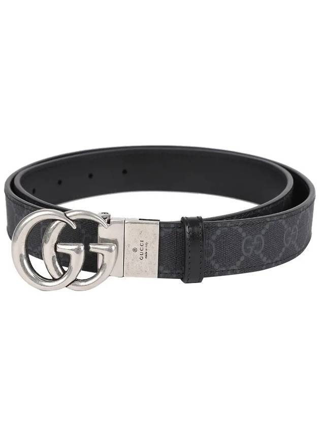 GG Marmont Silver Reversible Thin Belt Black - GUCCI - BALAAN 7