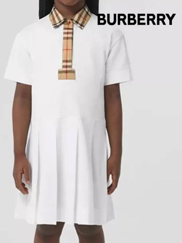 Kids Collar Check Polo Dress White - BURBERRY - BALAAN 7