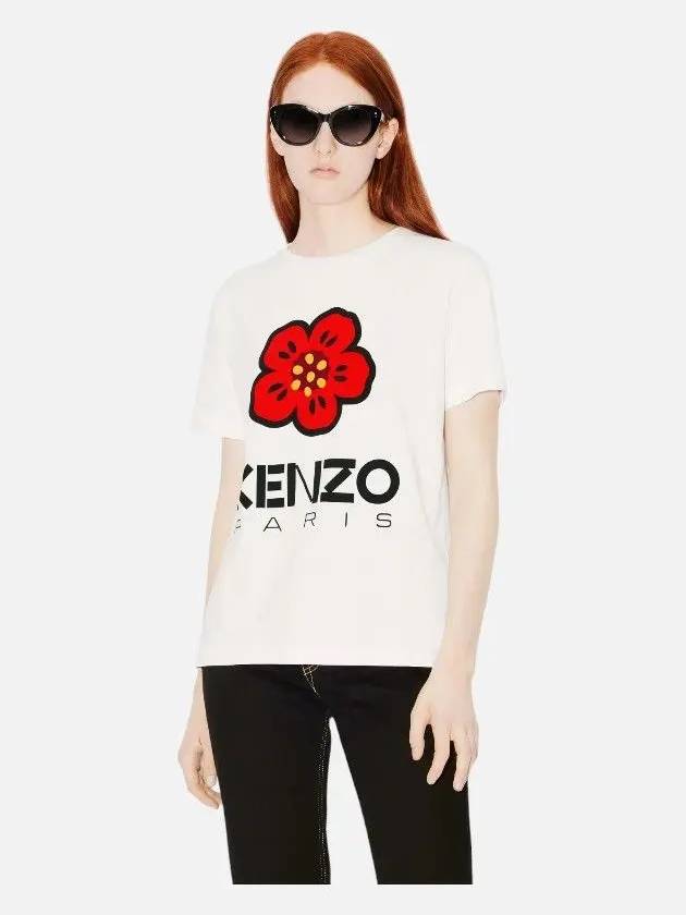 Women's Boke Flower Loose Fit Short Sleeve T-Shirt White - KENZO - BALAAN 3