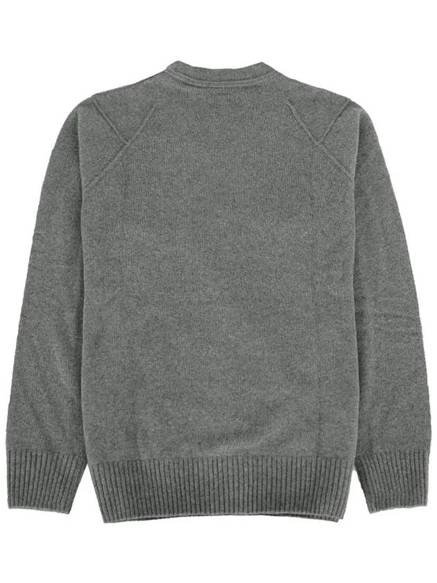 Men's Lens Wappen Lambswool Cardigan Grey - CP COMPANY - BALAAN 4