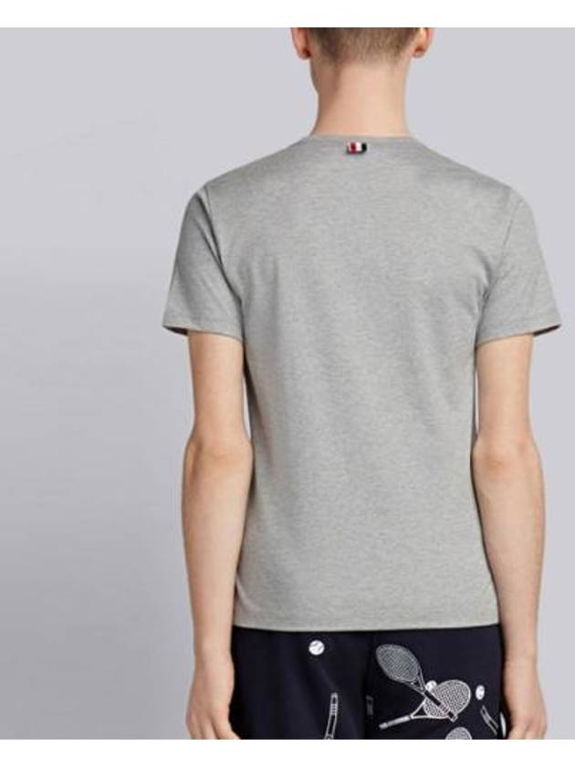 Men's Medium Weight Jersey Tipped Pocket Crewneck Short Sleeve T-Shirt Light Grey - THOM BROWNE - BALAAN 5