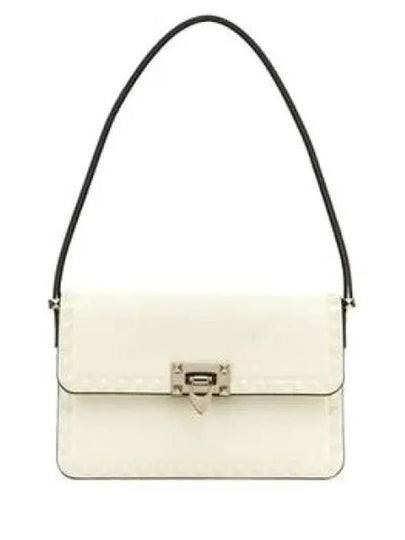 Rockstud Detail Leather Shoulder Bag White - VALENTINO - BALAAN 2