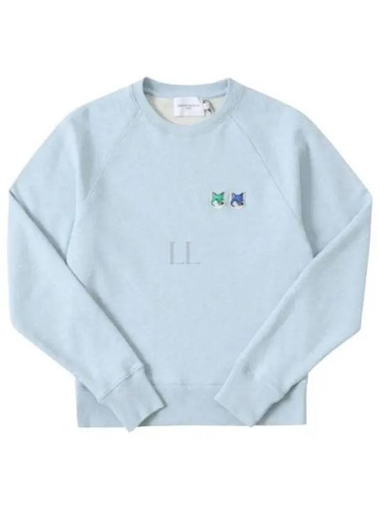 Double Head Fox Patch Sweatshirt Blue - MAISON KITSUNE - BALAAN 2