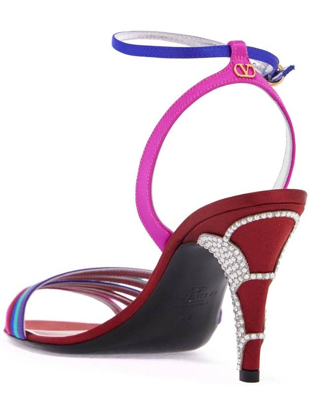 multicolor high heel sandals with strass in calfskin and red sole - VALENTINO - BALAAN 3