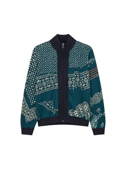 PS patterned cotton zip up cardigan dark green 270636 - PAUL SMITH - BALAAN 1