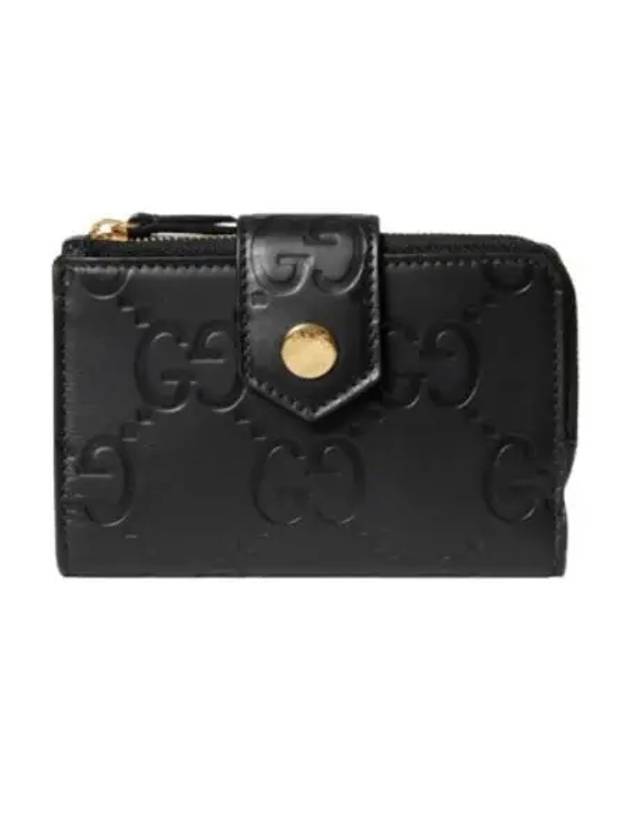 GG Snap Button Leather Medium Card Wallet Black - GUCCI - BALAAN 2