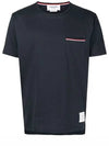 Men's Medium Weight Jersey Tipped Pocket Crewneck Short Short Sleeve T-Shirt Navy - THOM BROWNE - BALAAN 2