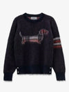 4 Bar Check Hector Jacquard Mohair Knit Top Navy - THOM BROWNE - BALAAN 2