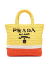 Small Crochet Tote Bag Yellow - PRADA - BALAAN 1