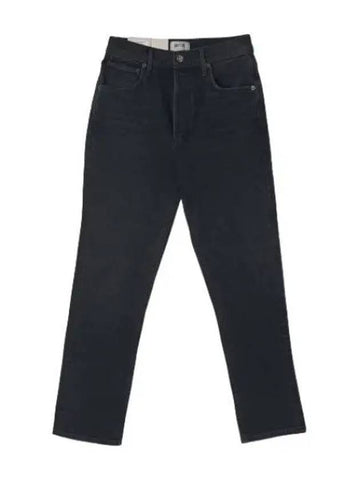A Goldie Riley high rise straight denim pants black jeans - AGOLDE - BALAAN 1