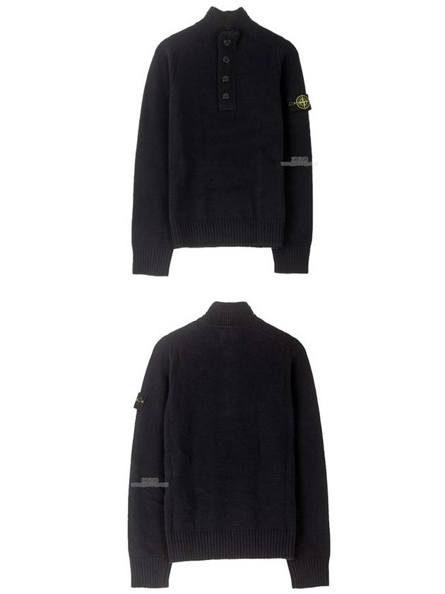 Wappen Wool Blending Half Zip Up Knit Top Navy - STONE ISLAND - BALAAN 5