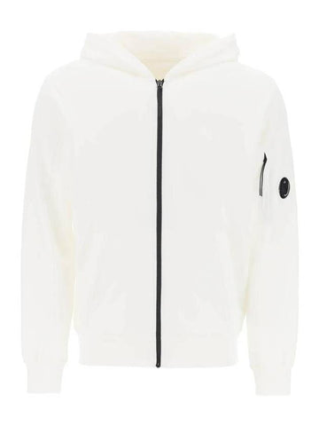 Light Fleece Zip Up Hoodie White - CP COMPANY - BALAAN 1