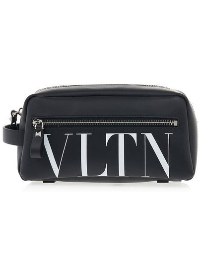 VLTN Logo Print Pouch Bag Black - VALENTINO - BALAAN 2