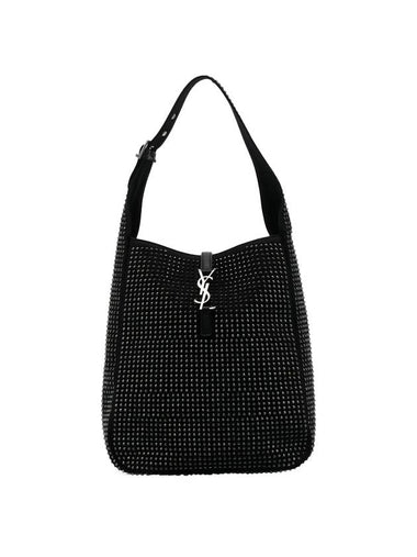 Logo Embellished Medium Shoulder Bag Black - SAINT LAURENT - BALAAN 1